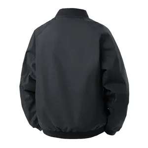 Veste bomber noire decontractee pour homme coupe ample vetement d'exterieur style automne.
