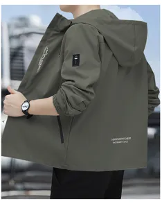 Giacca casual con cappuccio da uomo capospalla elegante cappotto antivento da esterno quotidiano