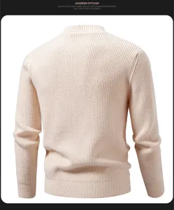 Mens knitted sweater casual pullover mock neck solid color long sleeve top for daily wear