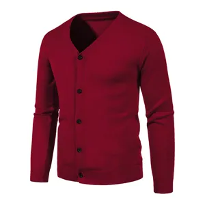 Men's V-Neck Knit Cardigan Sweater Slim Fit Long Sleeve Button Down Casual Solid Color