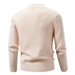 Men's solid color ribbed knit sweater, casual pullover with mock neck, comfortable daily wear.