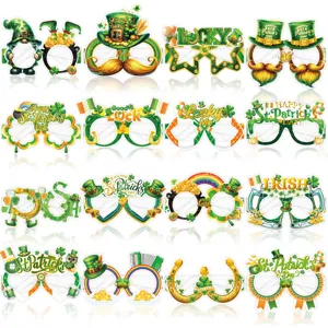 St Patricks Day Papier Brille Lustige Klee Regenbogen Kostüm Requisiten Irische Party Feier Foto Requisiten Dekorative Brillen