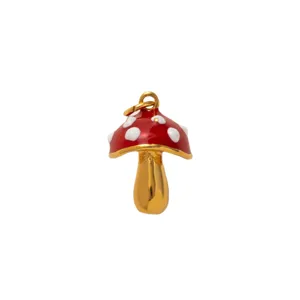 Vergoldeter roter Pilz Anhänger süße Emaillierte DIY Schmuck Accessoires für Halskette Kette