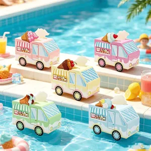 Conjunto de cajas de caramelos camión de helados creativo, empaque regalo fiestas infantiles.
