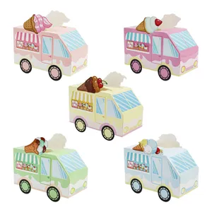 Cajas de Caramelos de Papel de Camión de Helados Lindas Cajas de Embalaje de Regalo de Cartón Mezclado de Colores para Fiesta de Cumpleaños de Niños Boda Paquete