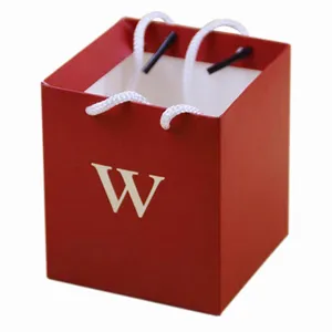 Square Paper Gift Bag Alphabet Candy Box With Handles For Wedding Party Feast Sweet Love Letter Printed Gift Packaging Tote Bag