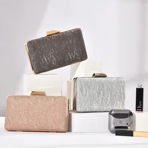 Klassische Abendtasche PU Leder Pailletten Clutch Metallrahmen Handtasche Elegante Party Abschlussball Hochzeit Geldbörse für Damen