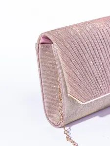 Glitter evening clutch bag for women, elegant shimmering design with golden chain strap detail.