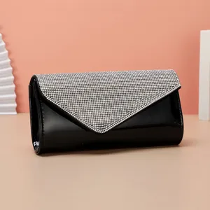 Elegant rhinestone evening clutch bag with PU leather, perfect for party and wedding events.