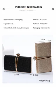 Elegant glitter clutch bag for women, stylish evening party purse with metallic clasp.