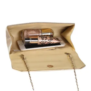 Women Gold Glitter Clutch Bag Evening Party Crossbody Bag Capacity Display With Chain