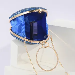 Elegante Wassertropfen Abendtasche mit Strass Griff und Kette fuer Damen Party Hochzeit.