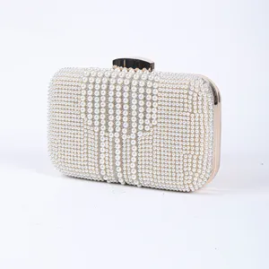 Elegant pearl evening clutch bag for women, exquisite beaded wedding handbag for party bridal.
