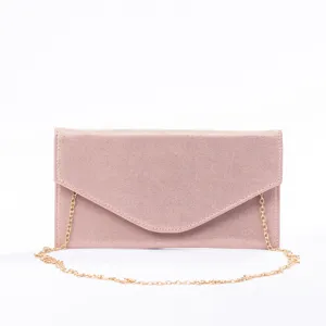Vrouwen Glitter Suède Avondtas Elegante Envelop Clutch Portemonnee Met Goud Ketting Crossbody Banquet Feest Handtas