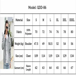 Tableau des tailles détaillé pour la chemise à capuche en jacquard tricoté pour hommes S-XXXL.