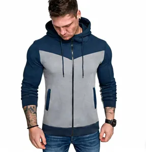 Men colorblock zip up hoodie casual athletic outdoor hooded sweatshirt for autumn winter