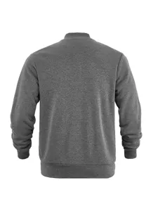 Detaillierte Rückansicht der dicken, wärmenden Herren Fleecejacke in dunklem Grau.