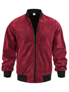Herren Wildleder Bomberjacke mit geripptem Kragen und Bündchen. Lässige Übergangsjacke.
