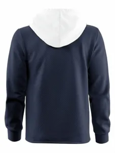 Sweat à capuche élégant pour homme à manches longues avec motif jacquard bleu marine.