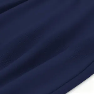 Dark blue fabric texture detail shot, premium quality hoodie material close-up view.