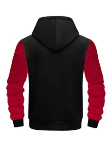 Men's fashion color-block hoodie with long sleeves and hood. Comfortable casual daily wear.