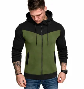 Men's Casual Colorblock Zip Up Hoodie Outdoor Sportswear Long Sleeve Fashion Sweatshirt