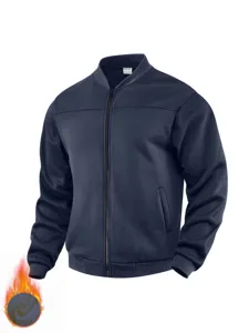 Herren thermofleece gefuetterte Bomberjacke Winter Freizeit dunkelblaue Oberbekleidung.