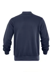 Herren Freizeit einfarbig dunkelblaue Fleece Jacke Winter warm dicker Stehkragen Mantel