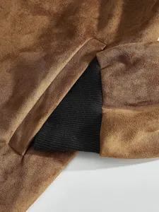 Herren Wildleder Jacke Ärmel Bündchen braun Stoff klassisch Stil Freizeit Kleidung Mode