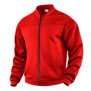 Herren rote thermische Fleece gefuetterte Bomberjacke Freizeit Winterjacke mit Reissverschluss