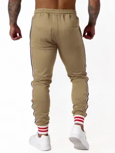 Heren casual joggingbroek met stijlvolle zijstrepen en geribbelde boorden voor dagelijks.