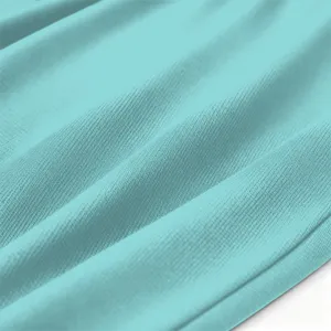 Cyan fabric texture close-up detail shot, soft knit material with clear woven surface pattern.
