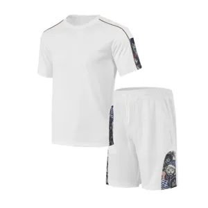 Men Casual Waffle Fabric Short Sleeve T-Shirt And Shorts Two Piece Set Summer Fashion Sportswear Outfit