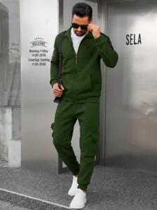 Men's casual athletic tracksuit 2025 autumn winter long sleeve zip jacket cargo pants