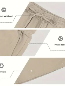 Men's casual shorts detail view featuring adjustable drawstring waistband and deep pockets.