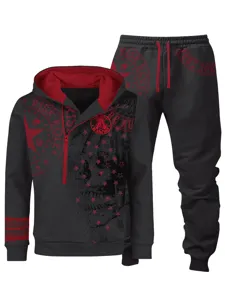 Conjunto de chándal casual de otoño invierno para hombre con sudadera y pantalones.