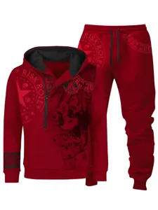 Conjunto de chándal casual para hombre con sudadera con capucha y pantalón.