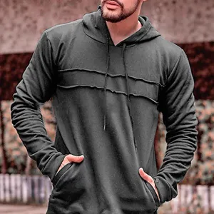 Sweat à capuche élégant pour homme à manches longues avec poche et détails de poitrine