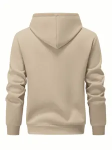 Vue arrière détaillée d'un sweat à capuche kaki pour homme avec un tissu molletonné doux.