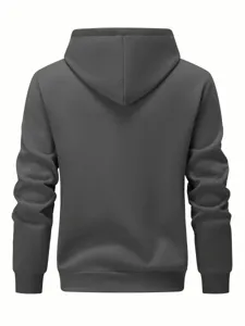 Détail de la vue arrière d'un sweat-shirt à capuche en molleton gris foncé pour hommes.