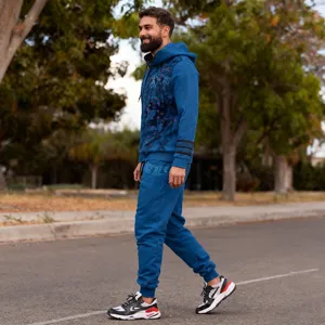 Conjunto deportivo de hombre con sudadera con capucha y cremallera pantalón azul