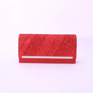 Elegant red glitter evening clutch bag for women, perfect for parties and formal events.