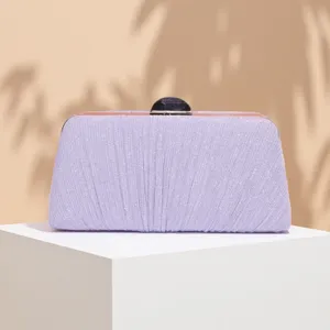 Elegant pleated glitter evening clutch bag with metal clasp for women fashion parties