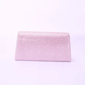 Pink sequin glitter clutch bag for women, elegant evening party wedding purse handbag detail.