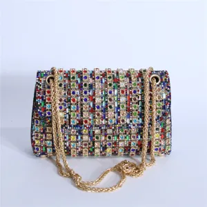 Sparkling rhinestone shoulder bag, luxury crystal evening banquet crossbody bag for women.