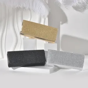 Glitter evening clutch bag for women, elegant party wedding purse, metallic shoulder bag.