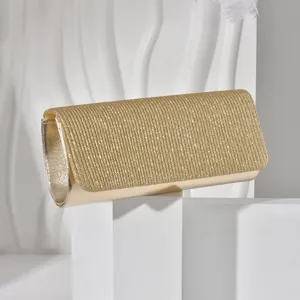 Elegant gold glitter clutch bag, sparkling evening purse for women banquet dress accessories.