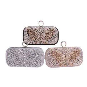 Glänzende Strass Schmetterling Abendtasche Clutch mit Ringgriff für Party Abschlussball.