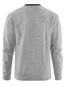 Men grey long sleeve sweatshirt casual crewneck pullover textured top autumn daily wear