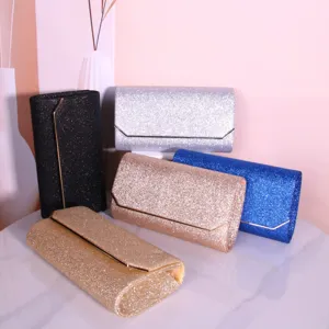 Women Glitter Evening Bag Handbag Elegant Three Fold Banquet Clutch Purse For Wedding Party Evening Dress